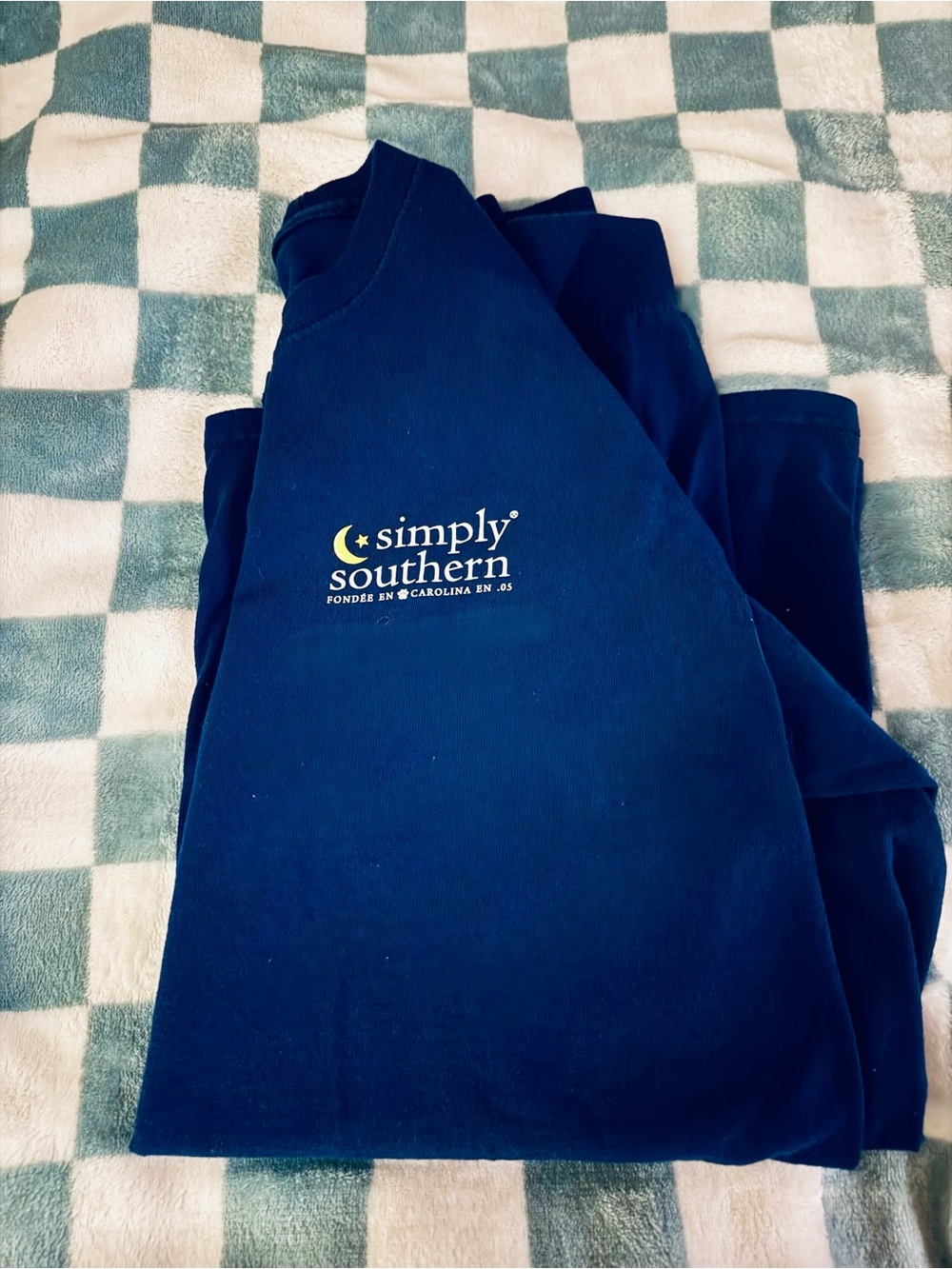 Simply Southern Navy Long Sleeve Tee with Yellow Moon Logo